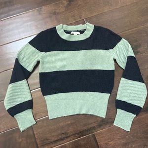 Womens American Eagle Rugby Stripe Sweater Small Blue/Green